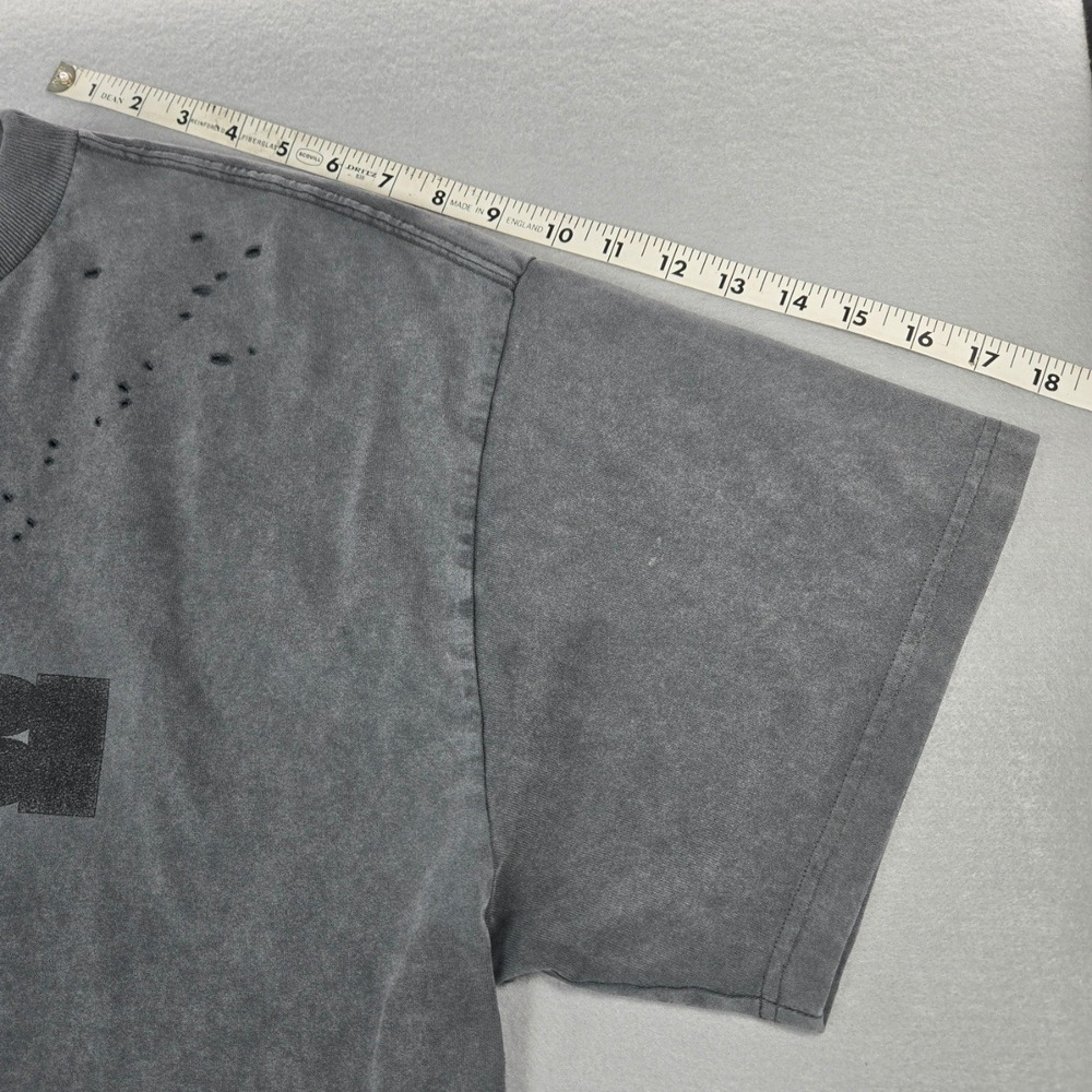 Ksubi T-Shirt Distressed Logo Tee Charcoal Grey Deconstructed Cotton XL - Picture 5 of 15